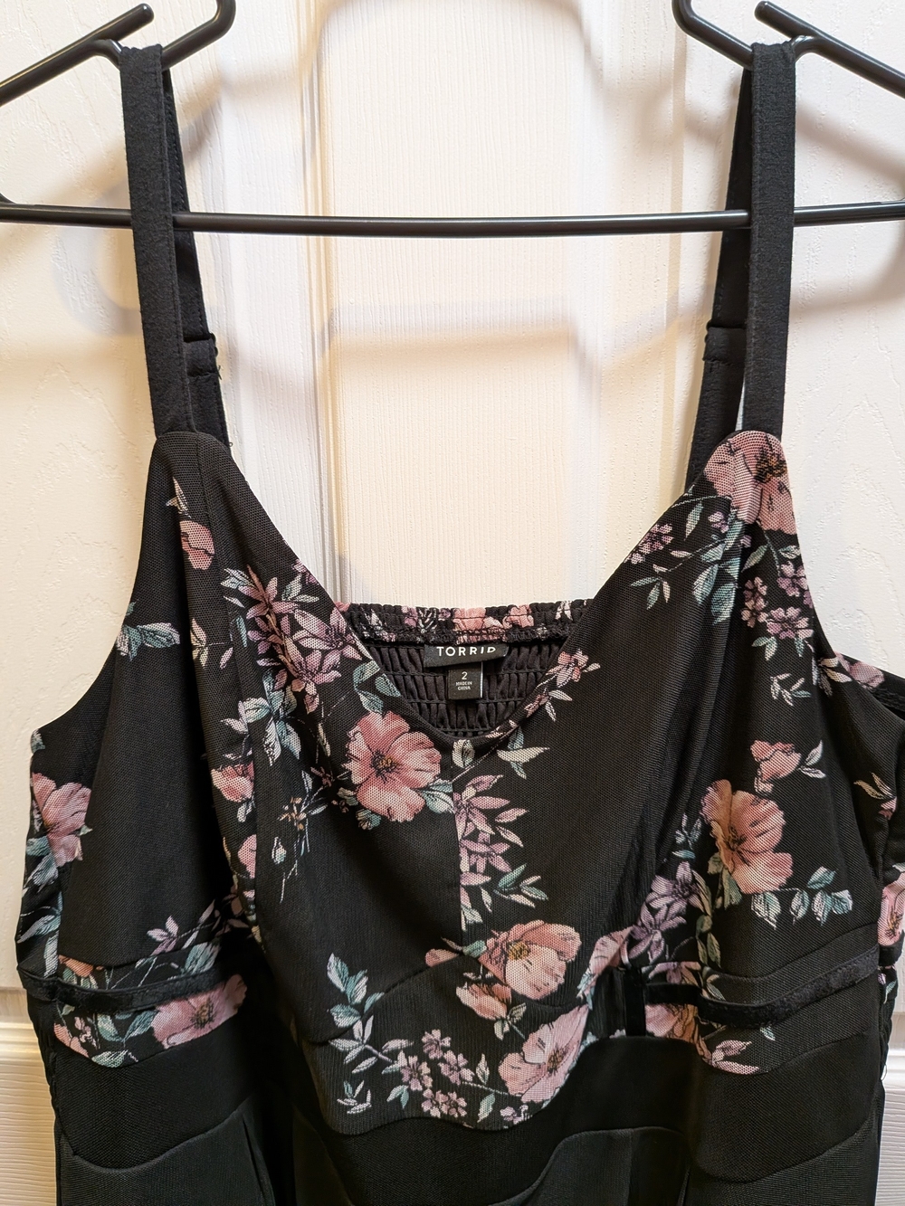 Torrid Size 2 Black Wide-Leg Jumpsuit with  Floral Bodice - Picture 2 of 3